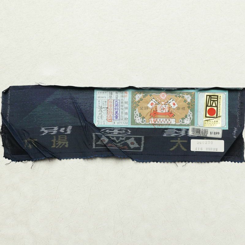 大島紬 良品 証紙あり しつけ糸付き 正絹 蝶・昆虫柄 袷仕立て 身丈163.5cm 裄丈64.5cm 着物 青・紺_画像21