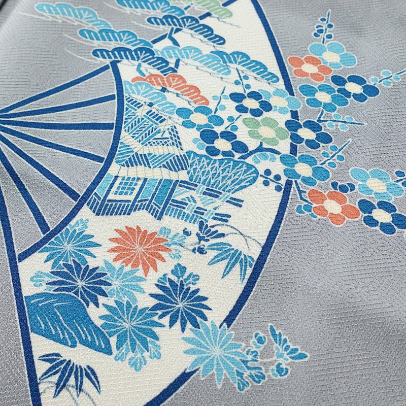 付け下げ 良品 田畑喜八 落款入り しつけ糸付き 正絹 古典柄 袷仕立て 身丈163.5cm 裄丈65.5cm 附下 着物 箔 青・紺_画像6