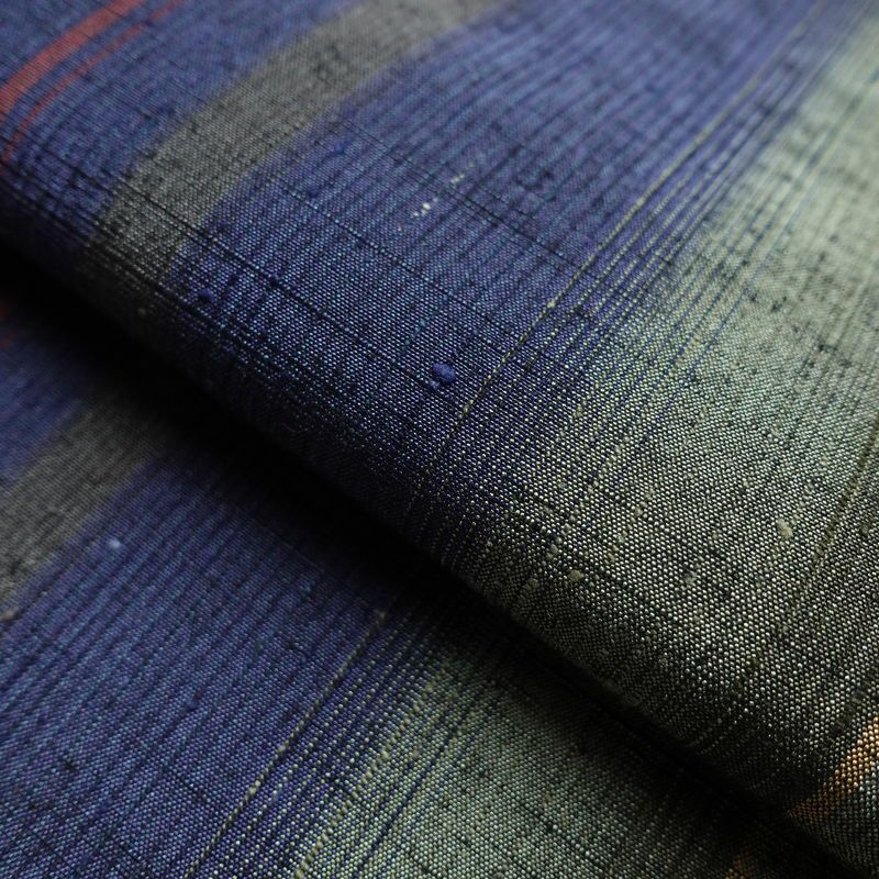 紬 正絹 縞柄・線柄 袷仕立て 身丈163.5cm 裄丈66.5cm 紬着物 青・紺_画像20