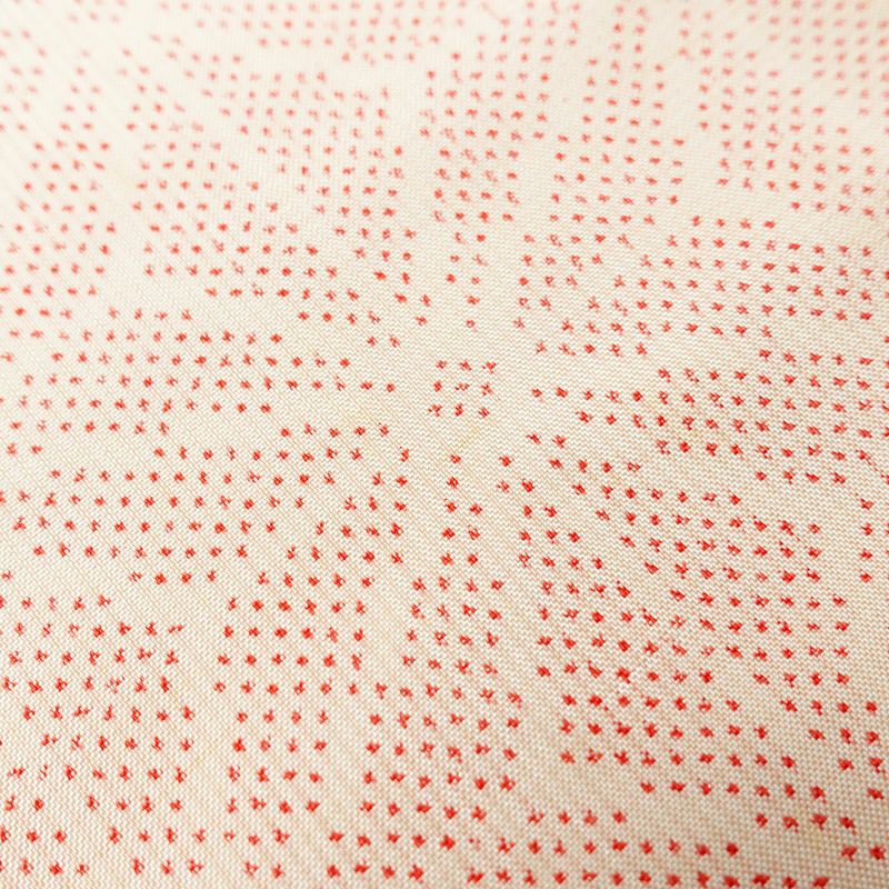 紬 正絹 麻の葉柄 袷仕立て 身丈157cm 裄丈63.5cm 紬着物 クリーム_画像14