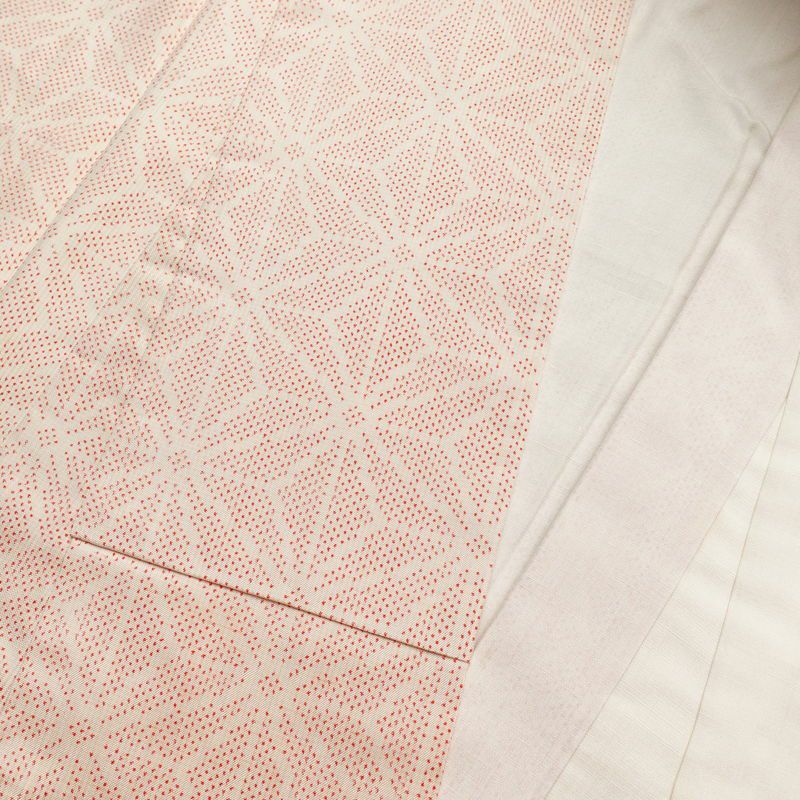 紬 正絹 麻の葉柄 袷仕立て 身丈157cm 裄丈63.5cm 紬着物 クリーム_画像15