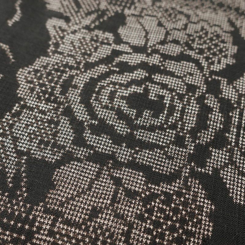 紬 しつけ糸付き 正絹 花柄 袷仕立て 身丈156cm 裄丈66.5cm 紬着物 黒_画像6