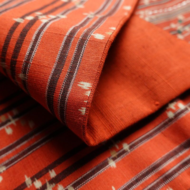 名古屋帯 太鼓柄 良品 正絹 古典柄 通し仕立て 刺繍 赤・朱_画像11