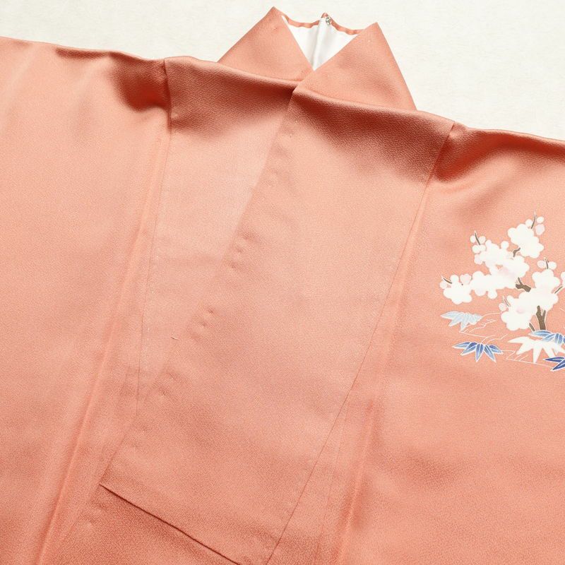 付け下げ 正絹 古典柄 袷仕立て 身丈159.5cm 裄丈64.5cm 着物 刺繍 橙_画像14