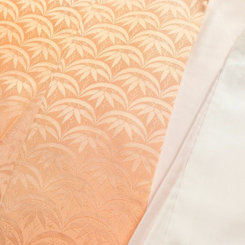 色無地 正絹 木の葉・植物柄 袷仕立て 身丈159cm 裄丈65cm 一部しつけ糸付き 着物 橙_画像15