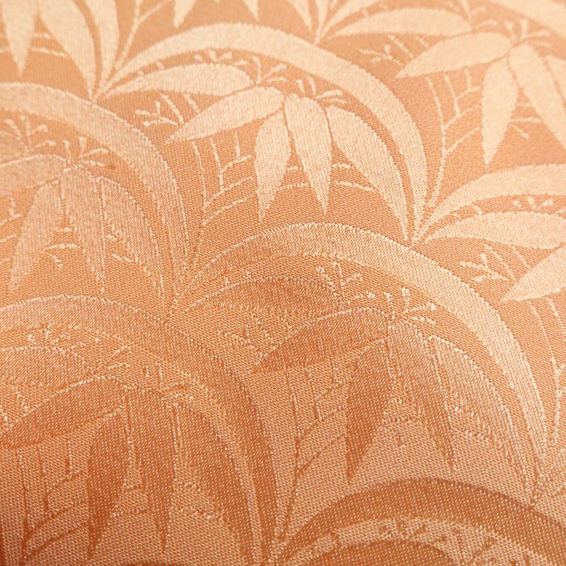 色無地 正絹 木の葉・植物柄 袷仕立て 身丈159cm 裄丈65cm 一部しつけ糸付き 着物 橙_画像19