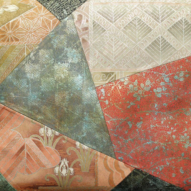 袋帯 本場大島紬 全通柄 良品 証紙あり 切嵌 切りばめ フォーマル用 正絹 古典柄 箔 多色使い_画像2