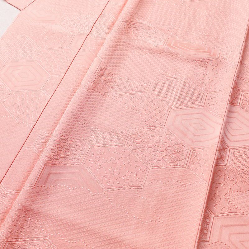 色無地 良品 しつけ糸付き 正絹 古典柄 袷仕立て 身丈155cm 裄丈63cm 着物 ピンク_画像5