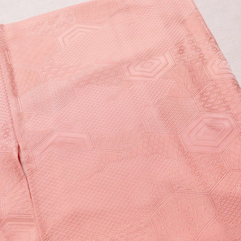 色無地 良品 しつけ糸付き 正絹 古典柄 袷仕立て 身丈155cm 裄丈63cm 着物 ピンク_画像11