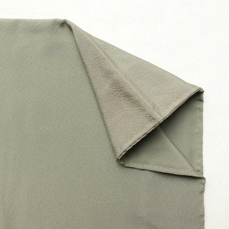 付け下げ 縮緬 金駒刺繍 正絹 木の葉・植物柄 袷仕立て 身丈156cm 裄丈67cm 刺繍 金糸 附下 フォーマル 着物 緑・うぐいす色_画像15