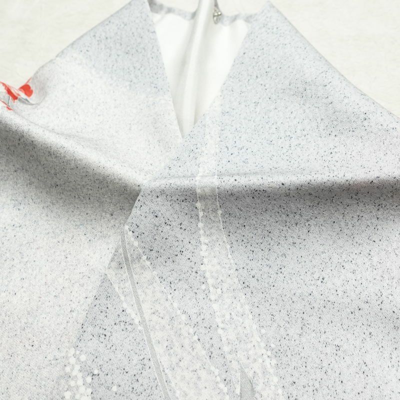 小紋 しつけ糸付き 正絹 花柄 袷仕立て 身丈161cm 裄丈65cm 小紋着物 グレー_画像13