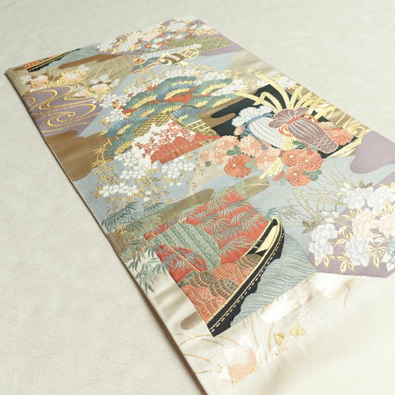 袋帯 六通柄 良品 興福院秘宝 フォーマル用 正絹 古典柄 クリーム_画像17
