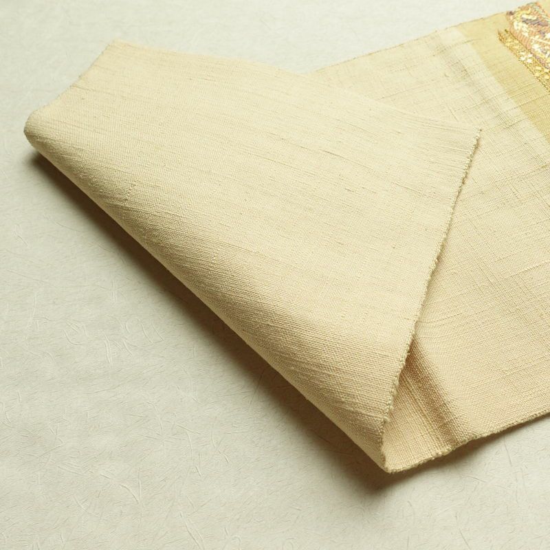 名古屋帯 太鼓柄 正絹 幾何学柄・抽象柄 名古屋仕立て ベージュ_画像12