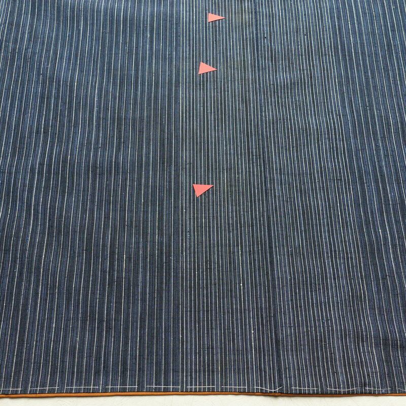 紬 しつけ糸付き 正絹 縞柄・線柄 袷仕立て 身丈161cm 裄丈64cm 青・紺_画像9