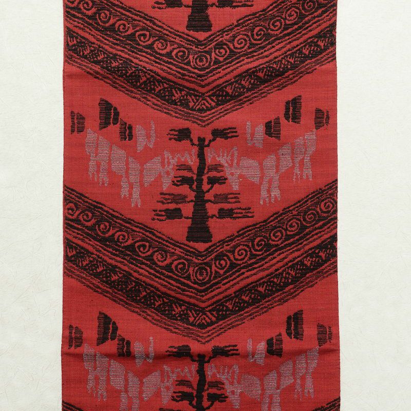 名古屋帯 六通柄 正絹 幾何学柄・抽象柄 名古屋仕立て 赤・朱_画像7