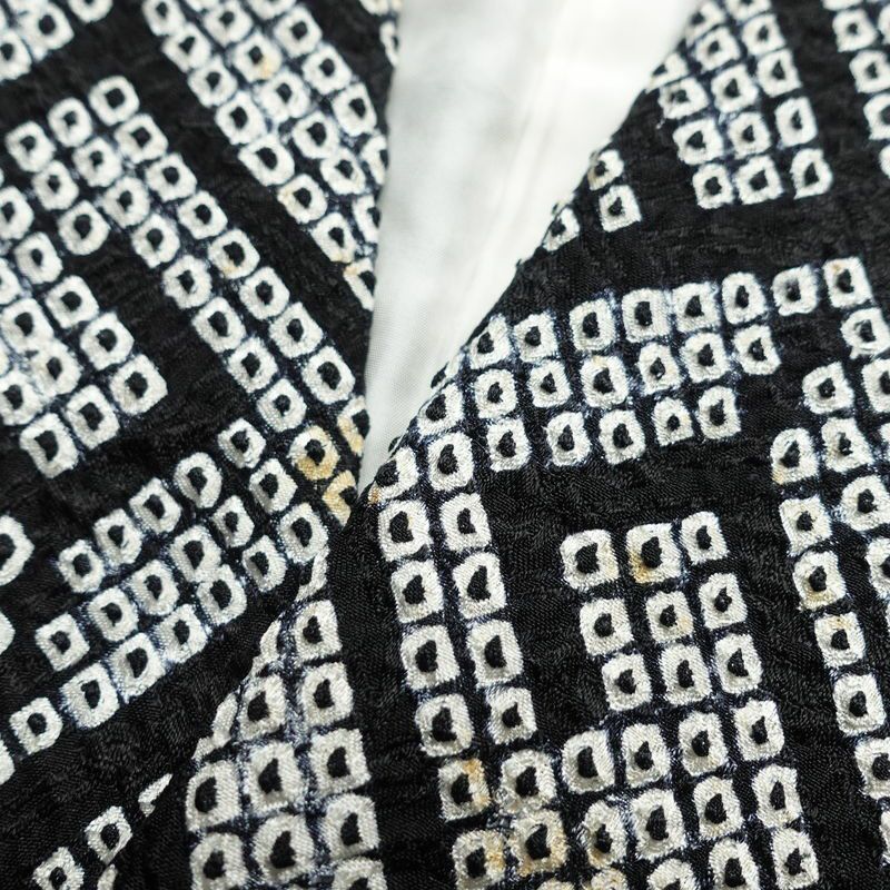 小紋 絞り 正絹 古典柄 袷仕立て 身丈156cm 裄丈62cm 着物 黒_画像14
