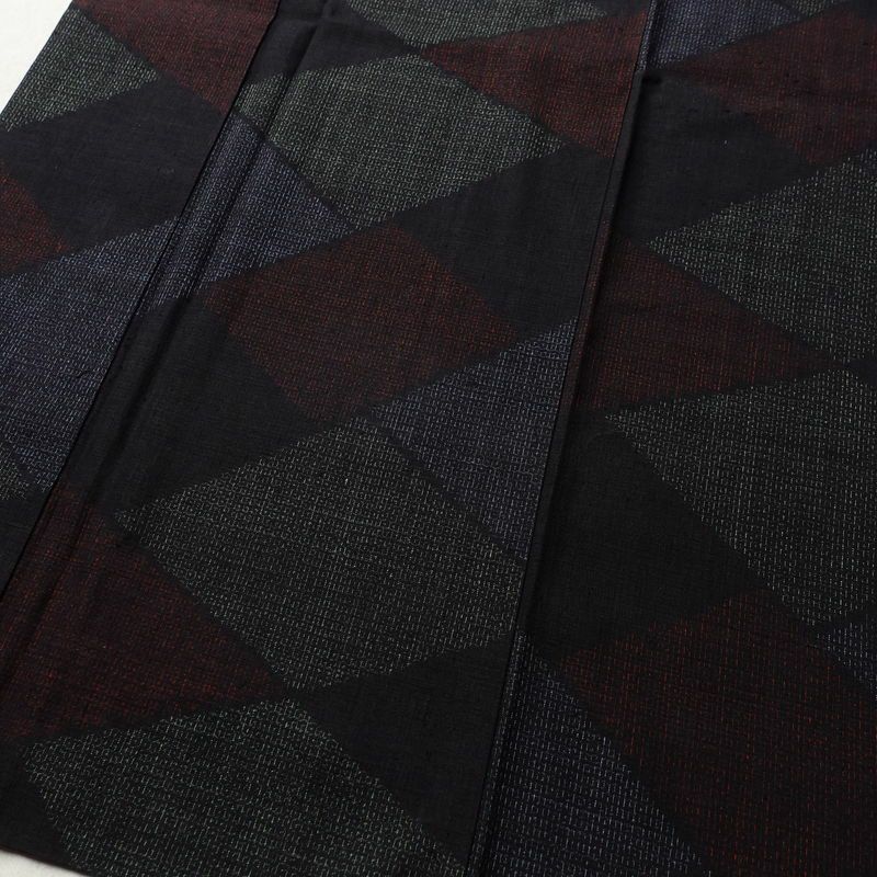 紬 正絹 幾何学柄・抽象柄 袷仕立て 身丈156cm 裄丈63.5cm 多色使い_画像4