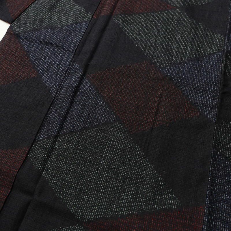 紬 正絹 幾何学柄・抽象柄 袷仕立て 身丈156cm 裄丈63.5cm 多色使い_画像5