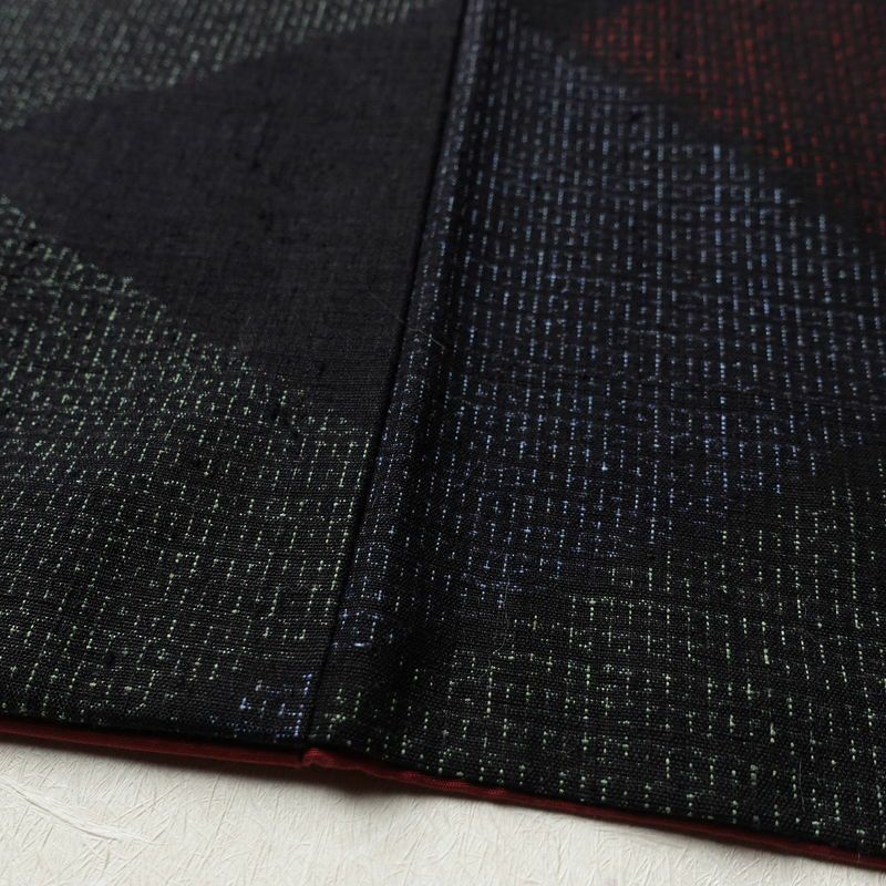 紬 正絹 幾何学柄・抽象柄 袷仕立て 身丈156cm 裄丈63.5cm 多色使い_画像7