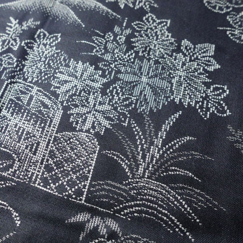 紬 しつけ糸付き 正絹 風景柄 袷仕立て 身丈156cm 裄丈64cm 青・紺_画像6