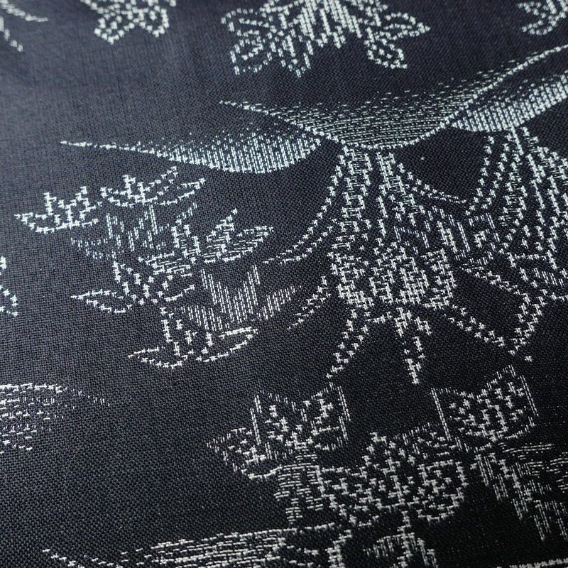 紬 しつけ糸付き 正絹 風景柄 袷仕立て 身丈156cm 裄丈64cm 青・紺_画像7