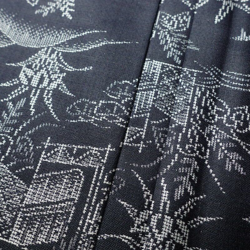 紬 しつけ糸付き 正絹 風景柄 袷仕立て 身丈156cm 裄丈64cm 青・紺_画像8