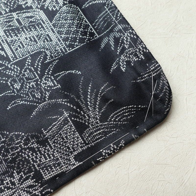 紬 しつけ糸付き 正絹 風景柄 袷仕立て 身丈156cm 裄丈64cm 青・紺_画像14