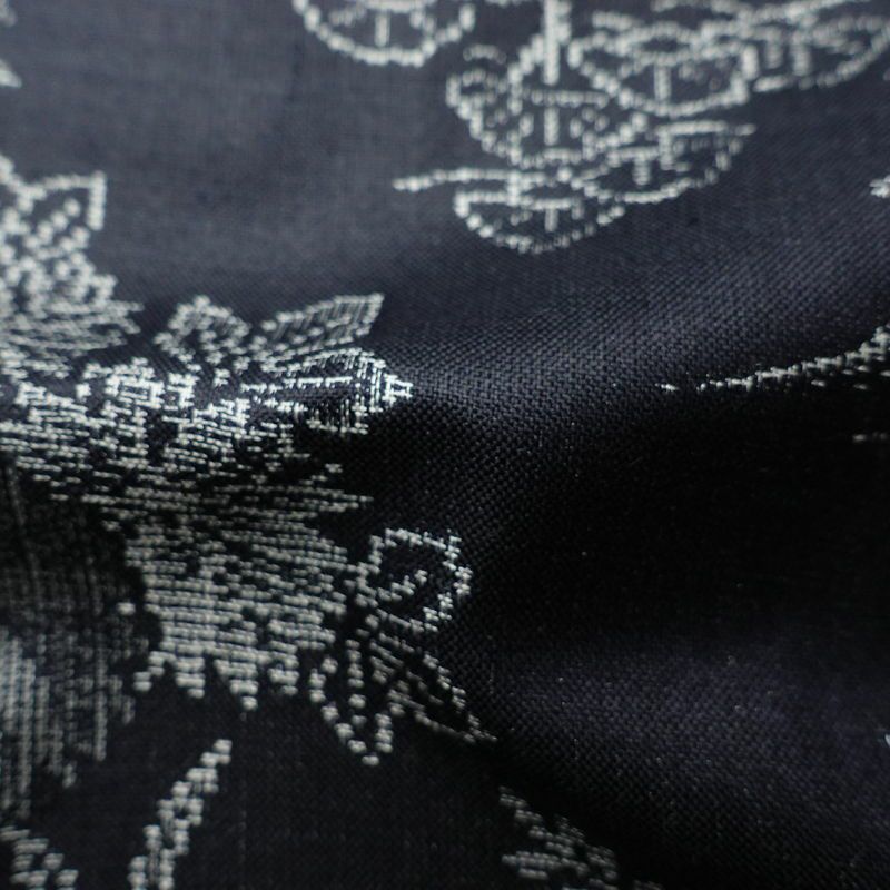 紬 しつけ糸付き 正絹 風景柄 袷仕立て 身丈156cm 裄丈64cm 青・紺_画像21