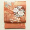 袋帯 六通柄 良品 フォーマル用 正絹 花柄 橙_画像1