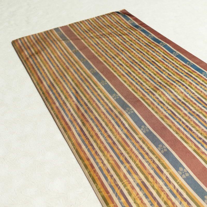 袋帯 全通柄 良品 フォーマル用 正絹 縞柄・線柄 多色使い_画像16