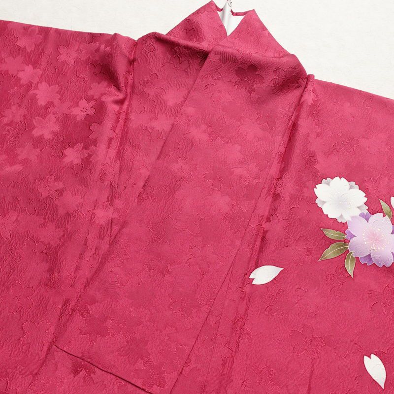 振袖 良品 正絹 花柄 袷仕立て 身丈180cm 裄丈72cm 金彩 フォーマル 着物 成人式 紫・藤色_画像13