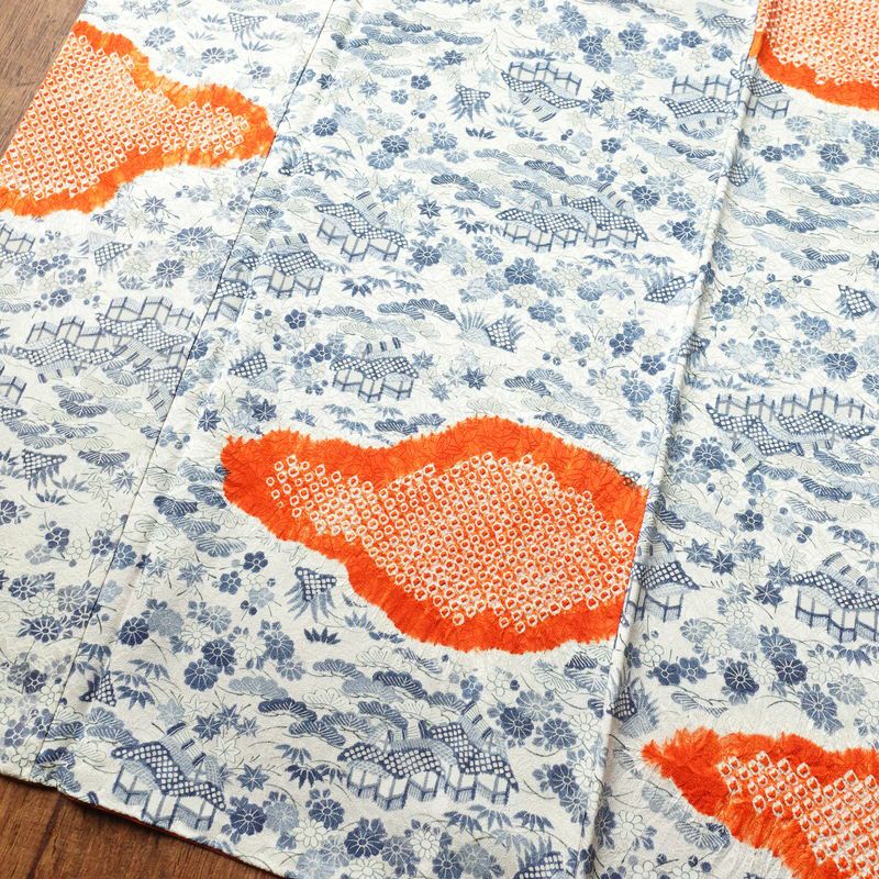 小紋 絞り 総柄 正絹 古典柄 袷仕立て 身丈157cm 裄丈65cm 小紋着物 白_画像4