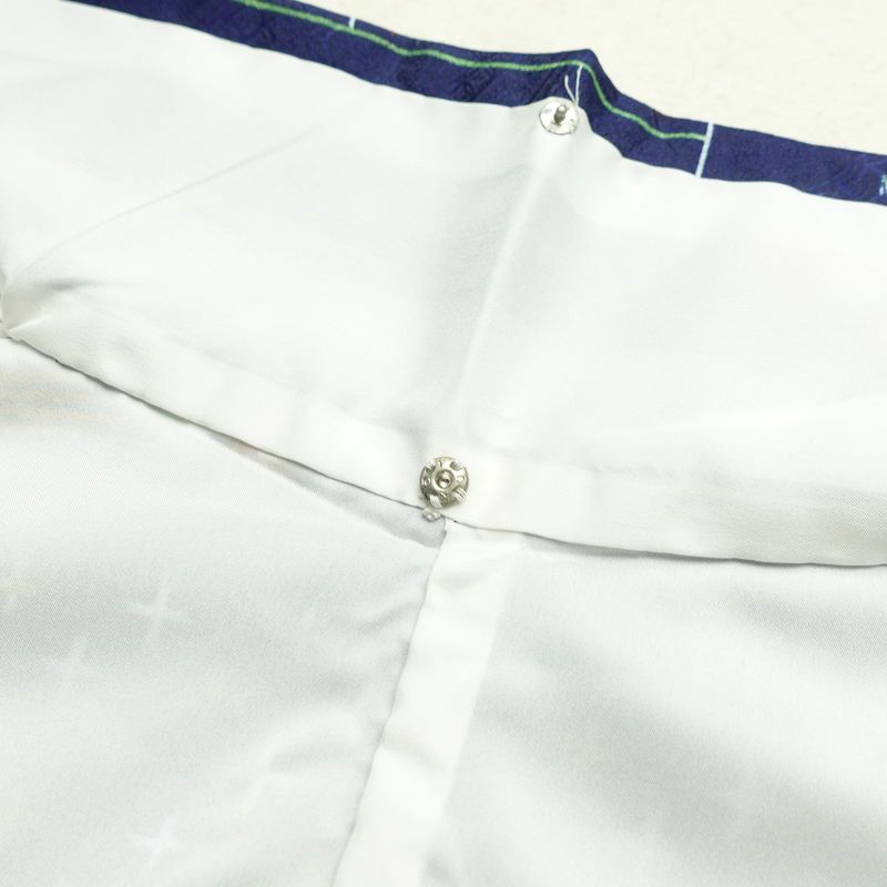 小紋 良品 羽織 アンサンブル ポリエステル 花柄 袷仕立て 身丈163.5cm 裄丈66cm 着物 羽織 セット商品 青・紺_画像17