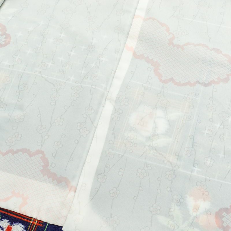 小紋 良品 羽織 アンサンブル ポリエステル 花柄 袷仕立て 身丈163.5cm 裄丈66cm 着物 羽織 セット商品 青・紺_画像20