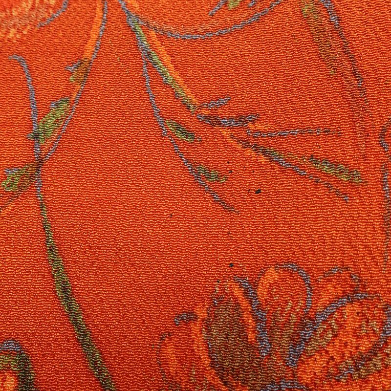 小紋 縮緬 総柄 正絹 花柄 袷仕立て 身丈164.5cm 裄丈65cm 橙_画像15