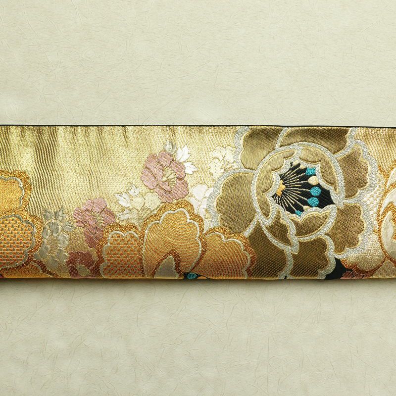 袋帯 六通柄 良品 振袖用 正絹 花柄 黒_画像15