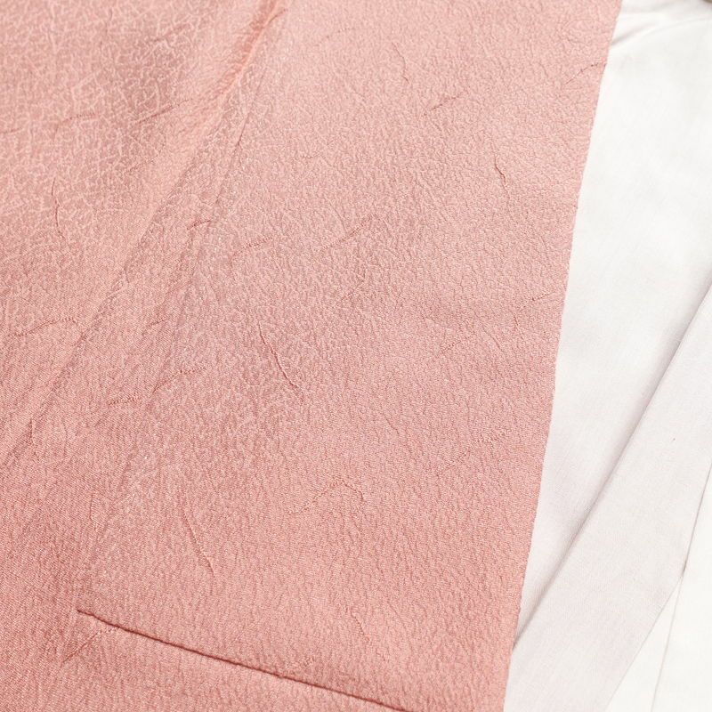 色無地 しつけ糸付き 正絹 幾何学柄・抽象柄 袷仕立て 着物 ピンク_画像15