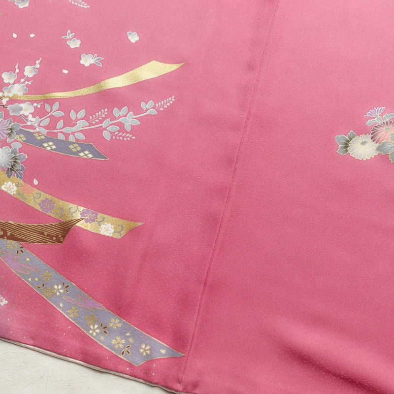 振袖 良品 正絹 古典柄 袷仕立て 身丈173cm 裄丈68cm 箔 金彩 フォーマル 着物 成人式 ピンク_画像10