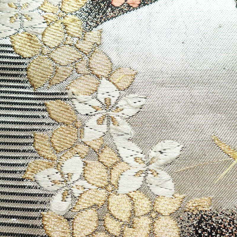 袋帯 六通柄 振袖用 正絹 蝶・昆虫柄 金・銀_画像5