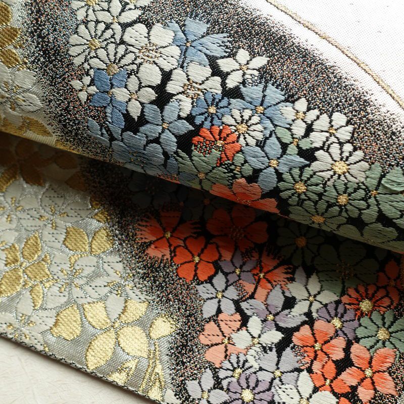 袋帯 六通柄 振袖用 正絹 蝶・昆虫柄 金・銀_画像7