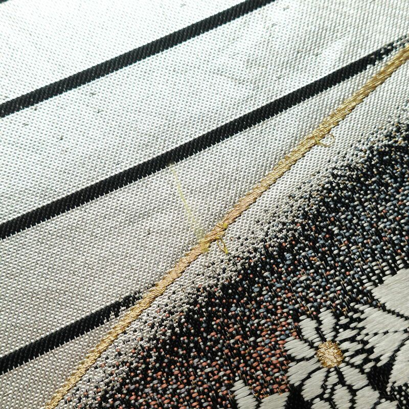 袋帯 六通柄 振袖用 正絹 蝶・昆虫柄 金・銀_画像8