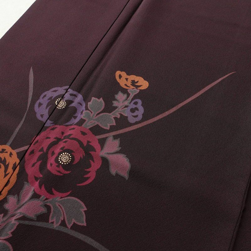 付け下げ 縮緬 正絹 花柄 袷仕立て 身丈150.5cm 裄丈65cm 金彩 フォーマル 着物 紫・藤色_画像5