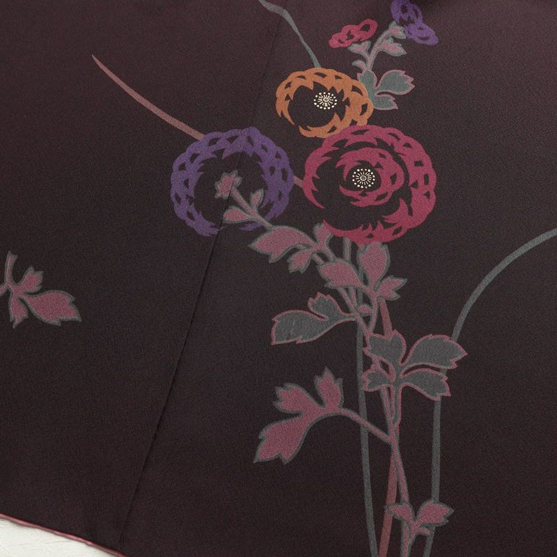 付け下げ 縮緬 正絹 花柄 袷仕立て 身丈150.5cm 裄丈65cm 金彩 フォーマル 着物 紫・藤色_画像10