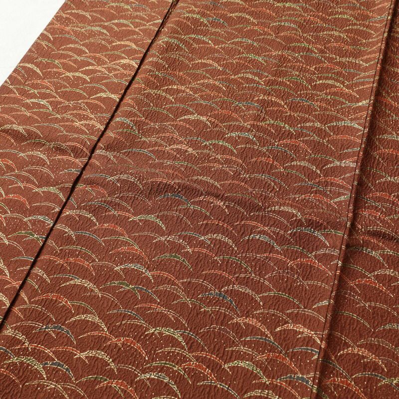 訪問着 良品 ふくれ織 正絹 古典柄 袷仕立て 身丈158cm 裄丈64cm 金彩 フォーマル 着物 茶_画像5