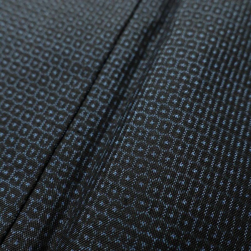 男性用 着物 羽織 セット アンサンブル しつけ糸付き 正絹 亀甲柄 袷仕立て 身丈148cm 裄丈68.5cm 着物と羽織 2点セット 青・紺_画像7