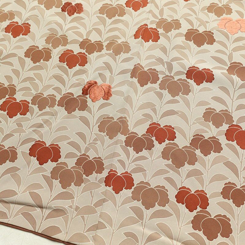 小紋 付け下げ小紋 正絹 花柄 袷仕立て 身丈157cm 裄丈67cm 刺繍 一部しつけ糸付き ベージュ_画像13