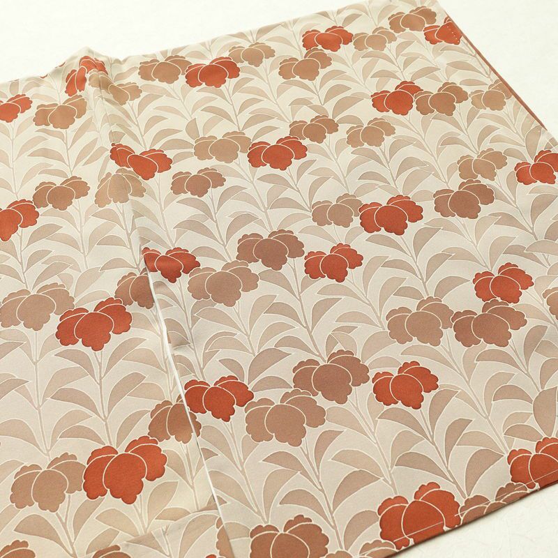 小紋 付け下げ小紋 正絹 花柄 袷仕立て 身丈157cm 裄丈67cm 刺繍 一部しつけ糸付き ベージュ_画像14