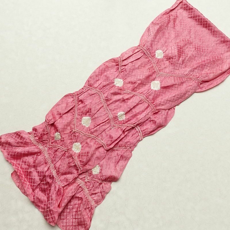 帯揚げ 絞り 正絹 古典柄 ピンク_画像2