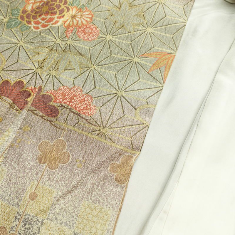 訪問着 良品 正絹 古典柄 袷仕立て 身丈164.5cm 裄丈69.5cm 金彩 フォーマル 着物 多色使い_画像16
