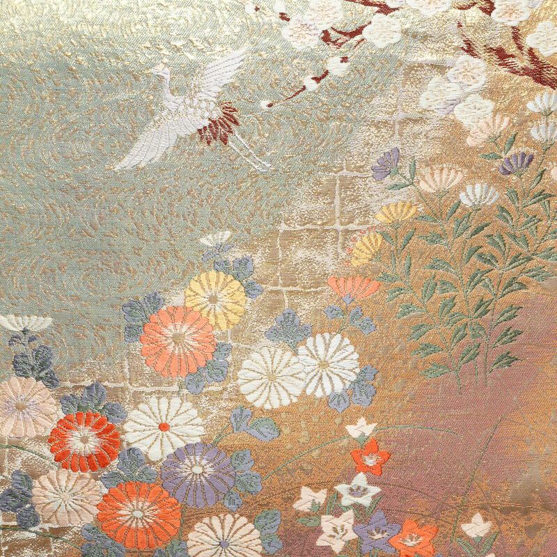 袋帯 六通柄 フォーマル用 正絹 古典柄 箔 金・銀_画像2